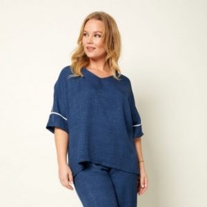 Blusón Ruth Manga Corta Imitación Vaquero