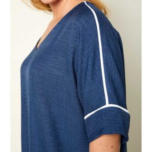 Alternative view of Blusón Ruth Manga Corta Imitación Vaquero